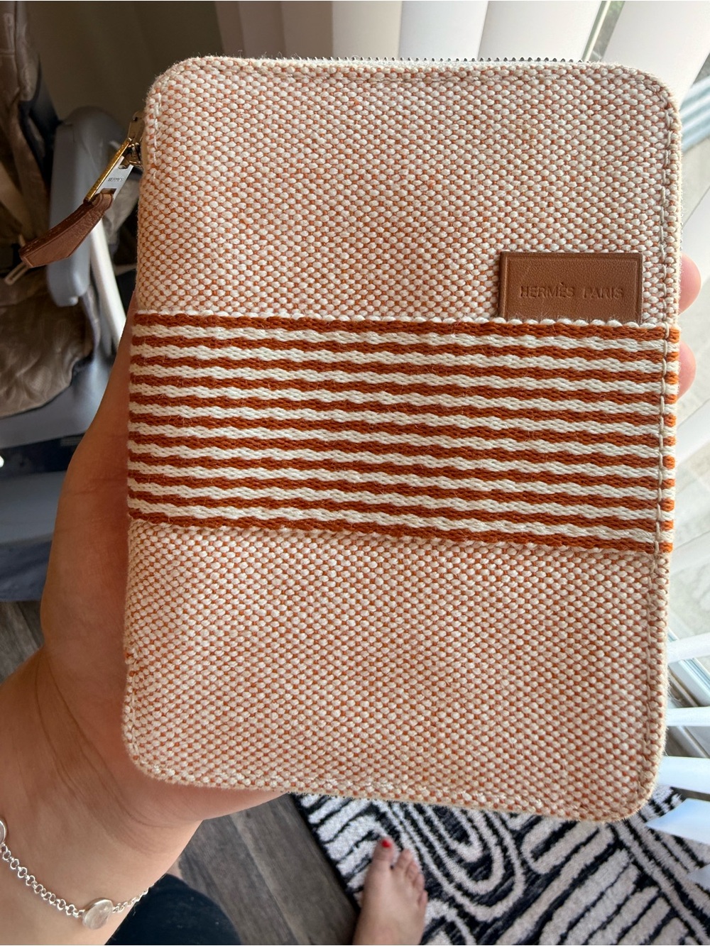 Hermès Tan Pink & Brown Her Line Zip Wallet - Picture 1 of 5